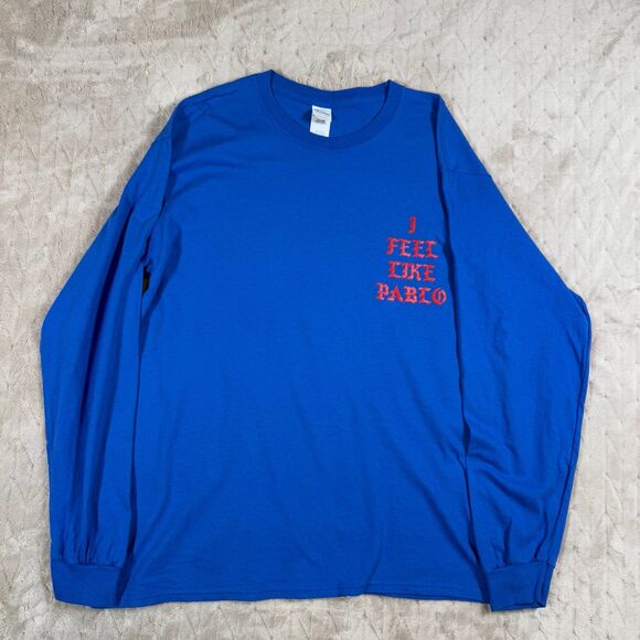 Kanye West “I Feel Like Pablo” Long Sleeve Shirt Blue Men’s Size Large - Picture 3 of 7